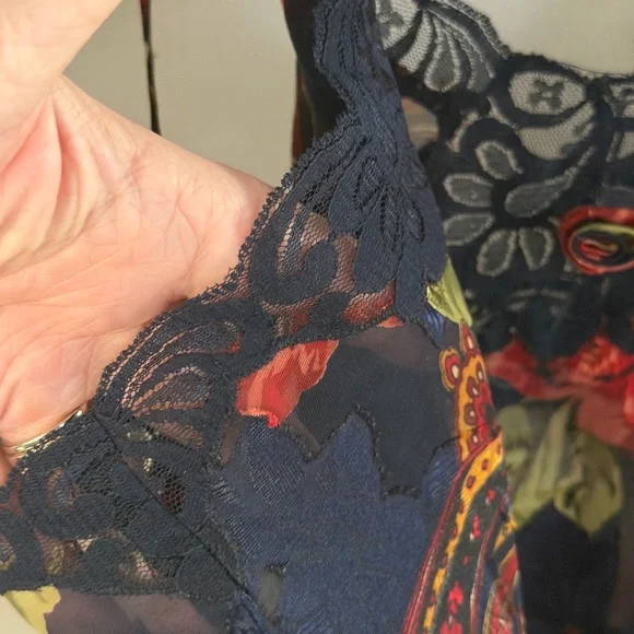 Victoria's Secret Navy Floral Lace Nightie 2pc Size M Gold Label 90s Coquette - Picture 5 of 12